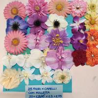25 fiori per capelli con molletta 
