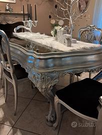 tavolo stile barocco con sedie 