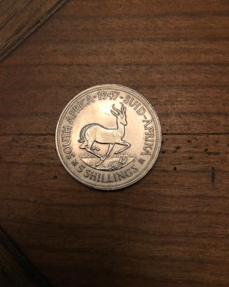 5 Shillings 1947 Sudafrica Argento Re Giorgio
