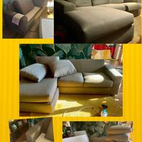 Divano tre posti con chaise longue grigio