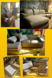 Divano tre posti con chaise longue grigio