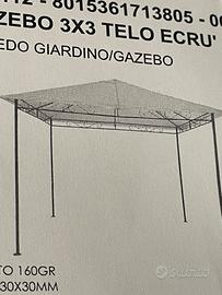 Gazebo da giardino  3x3 metri con telo ecru