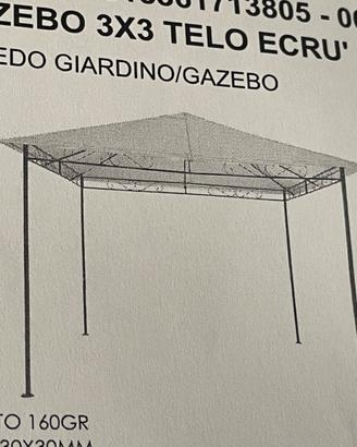 Gazebo da giardino  3x3 metri con telo ecru