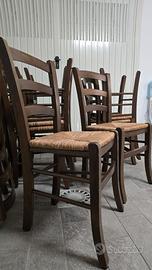 12 Sedie in legno e paglia stile paesana