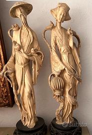 2 Statue cinesi in avoriolina