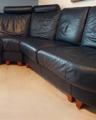 divano in pelle blu navy