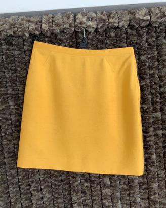 Gonna gialla in raso/lino