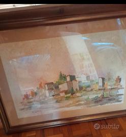 3 quadri ad acquerello Brunori con certificato