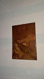 Quadro in legno intarsio vintage