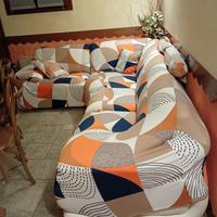 Divano componibile +pouf pelle bianco Chateau d'ax