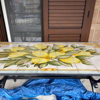 Tavolo in ceramica, dipinto a mano, pezzo unico