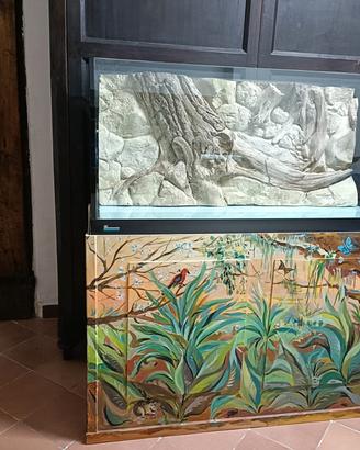 acquario terrario con supporto decorato 