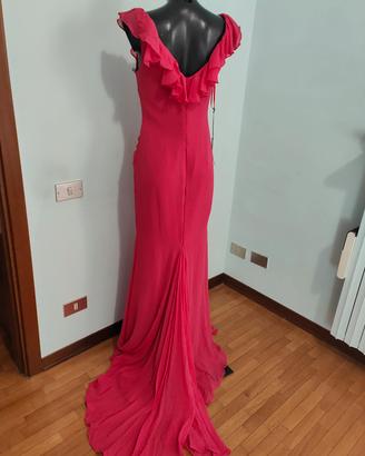 Abito a cerimonia in seta fucsia tg. 44