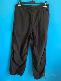 Pantaloni parachute Zara cotone nero, taglia L.