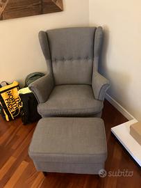 Ikea poltrona strandmon  e poggiapiedi grigio