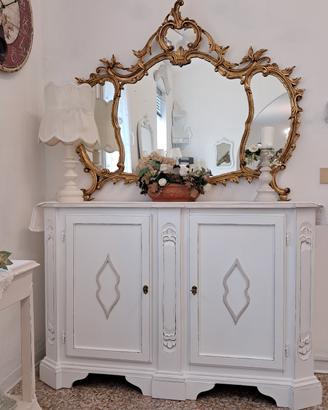 credenza shabby  specchio dorato 