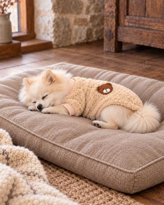 Felpa pile cane taglia S teddy orsetto beige