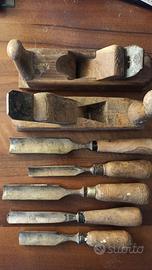 Pialle scalpelli e sgorbie da falegname d'epoca