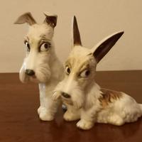 Statuina in porcellana, coppia di Scottish Terrier