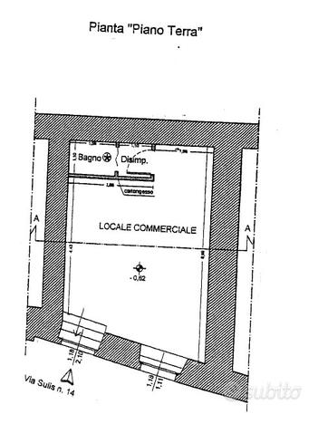 Via Sulis locale mq 47 una vetrina E. 1.300 + IVA