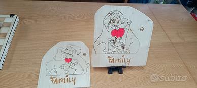 Quadretto famiglia in legno 