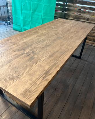 Tavolo industriale ferro legno rustico 200 x 80