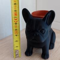 vasetto decorativo Bulldog nero stampato in 3D