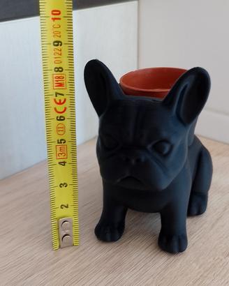vasetto decorativo Bulldog nero stampato in 3D