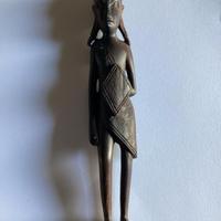 Scultura Statua guerriero africano in legno ebano