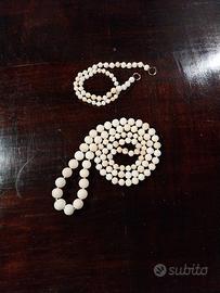 Parure vero corallo bianco collana e bracciale