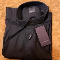 Camicia uomo nera artigianale James Ross Slim Fit