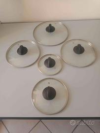 5 Coperchi in vetro padelle/pentole Totale Euro 15