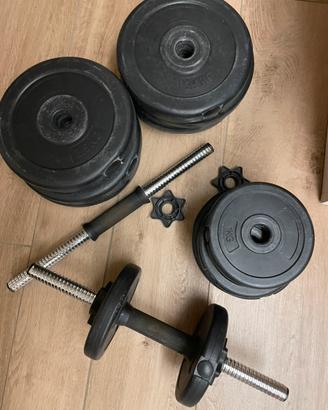 Set 2 manubri componibili + 29 kg di pesi