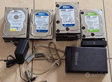 Hard disks 3.5" 1TB, 4x500GB, 320GB + box USB
