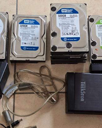 Hard disks 3.5" 1TB, 4x500GB, 320GB + box USB