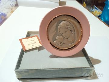 Quadretto rosa con icona sacra in argento 925