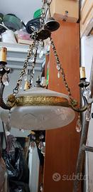 lampadario ottone cristallo anni 60 €100