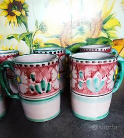 Tazze Ceramica Artigianale Vietrese dipinte a mano