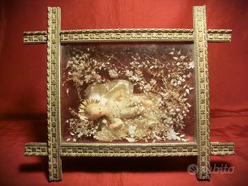 BAMBINELLO GESÙ IN CERA CON TECA DEVOZIONALE -1800