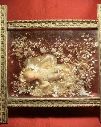 BAMBINELLO GESÙ IN CERA CON TECA DEVOZIONALE -1800