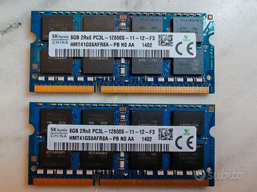 Ram Sodimm DDR3 PC3L 1600 Mhz 2x8gb