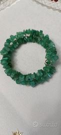 Bracciale unisex a molla in pietra dura verde 
