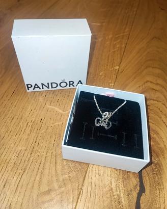 Collana Pandora con pendente doppio cuore 
