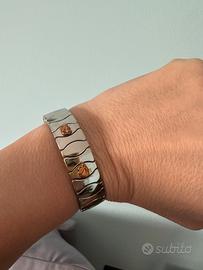 Bracciale acciaio e oro 18 carati