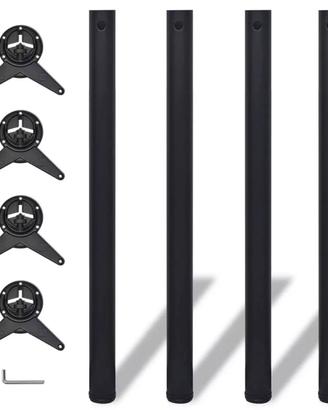 Set Gambe Tavolo Altezza Regolabile Nere