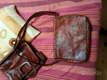 Ventiquattrore a tracolla in vero cuoio