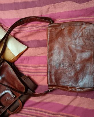 Ventiquattrore a tracolla in vero cuoio