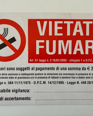 Cartello “Vietato fumare” in cartoncino