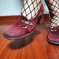 Décolleté con tacco vintage rosso borgogna