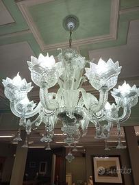 lampadario di Murano 8 luci in vetro artistico